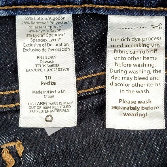 Womens Dark Wash Jeans size 10 Petite Straight Cotton Blend JH158889 - Picture 4 of 4